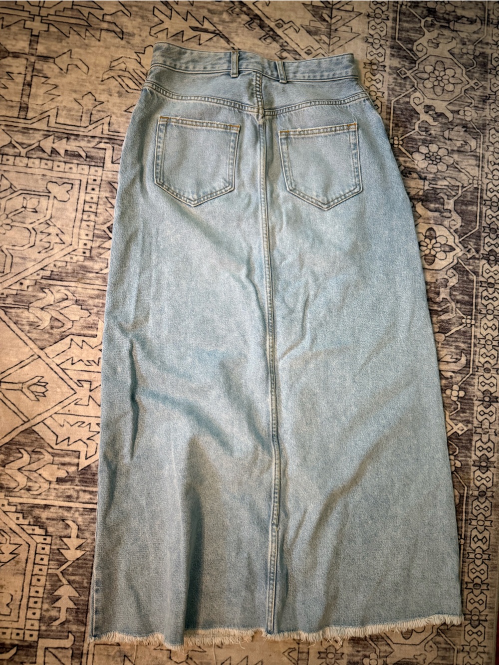 Pilcro by Anthropologie the Madi front Slit Denim Maxi Skirt Size 8 raw hem - Picture 2 of 3